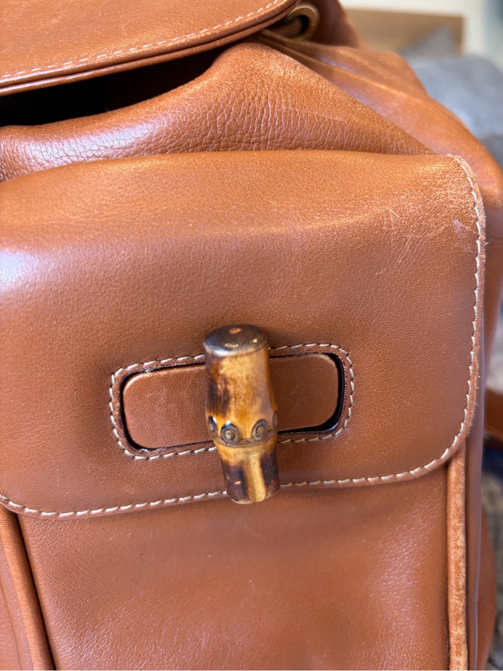Gucci Brown Leather Backpack with Bamboo Buckles - Picture 9 of 16